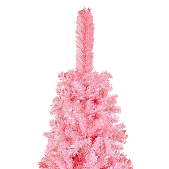 Albero di Natale Artificiale Sottile con Base Rosa in PVC