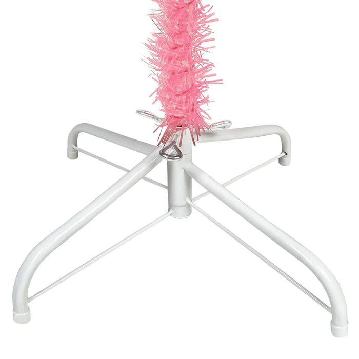 Albero di Natale Artificiale Sottile con Base Rosa in PVC