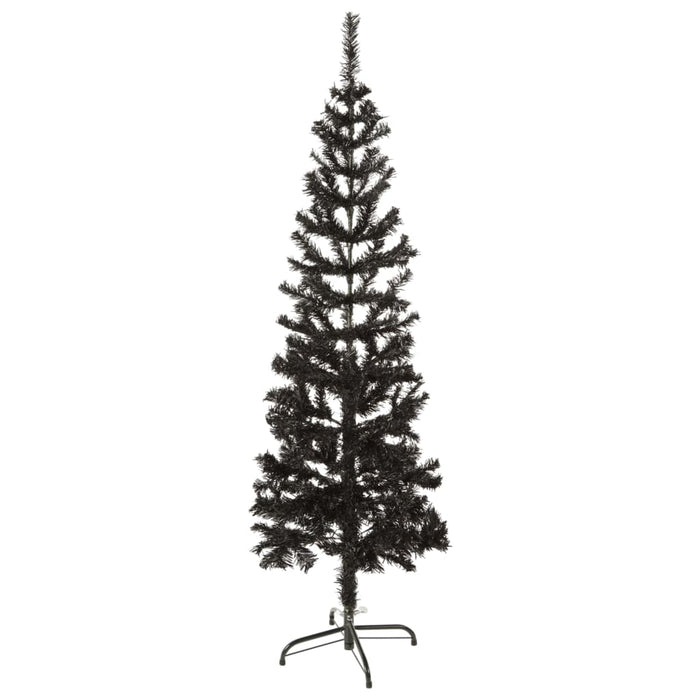 Albero di Natale Artificiale Sottile con Base Nero in PVC