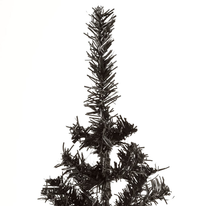 Albero di Natale Artificiale Sottile con Base Nero in PVC