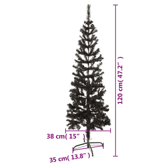 Albero di Natale Artificiale Sottile con Base Nero in PVC