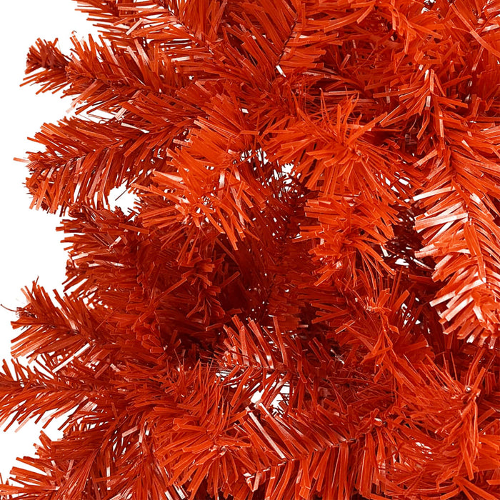 Albero di Natale Preilluminato Sottile con Palline Rosso 150 cm PVC