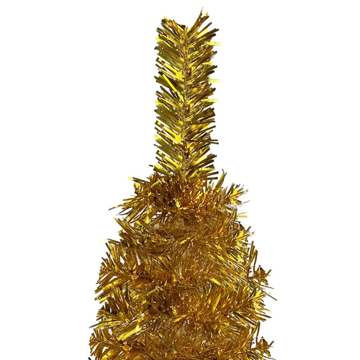 Albero di Natale Artificiale Sottile con Supporto Oro