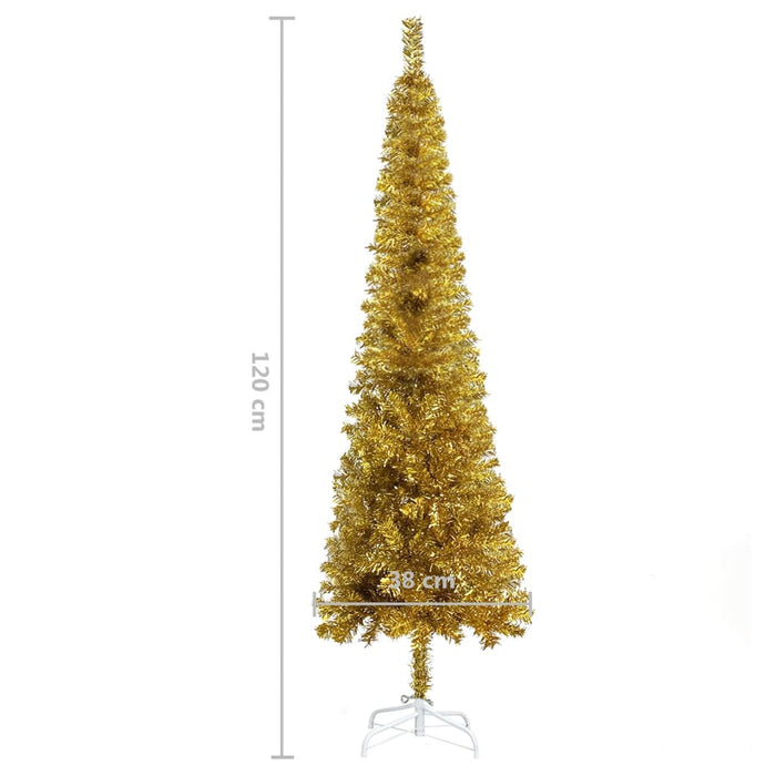 Albero di Natale Artificiale Sottile con Supporto Oro