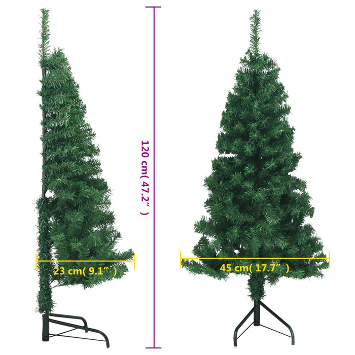 Albero di Natale Artificiale ad Angolo con Supporto Verde in PVC