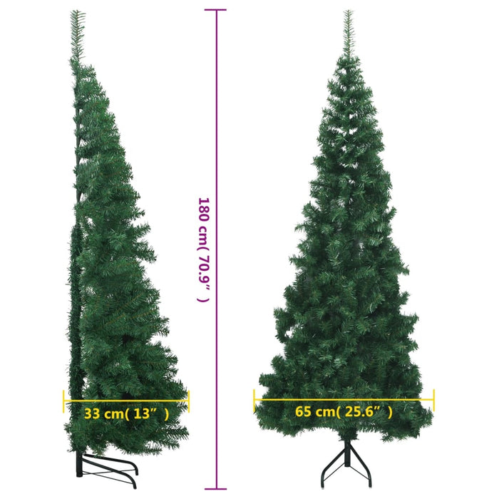 Albero di Natale Artificiale ad Angolo con Supporto Verde in PVC