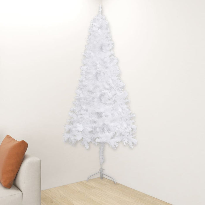 Albero di Natale Artificiale ad Angolo Bianco in PVC