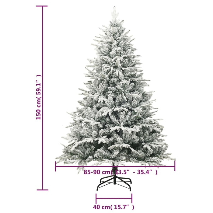 Albero di Natale Artificiale con Neve Verde in PVC e PE