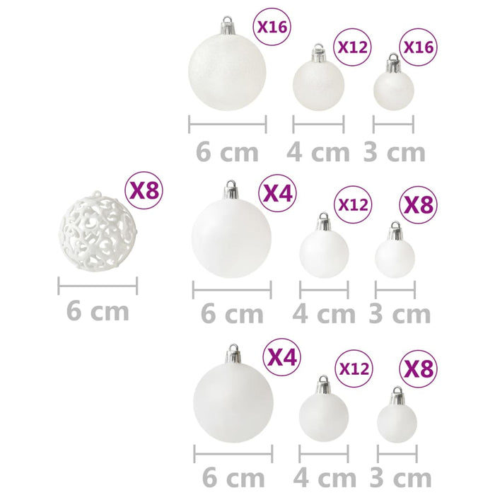 Set Palline di Natale 100 pz 3/4/6 cm