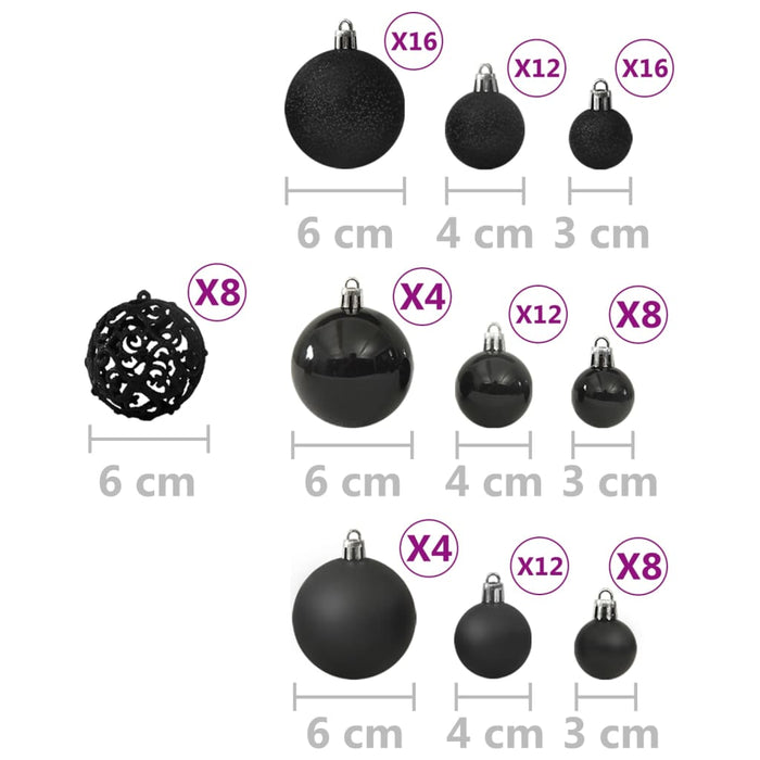 Set Palline di Natale 100 pz 3/4/6 cm