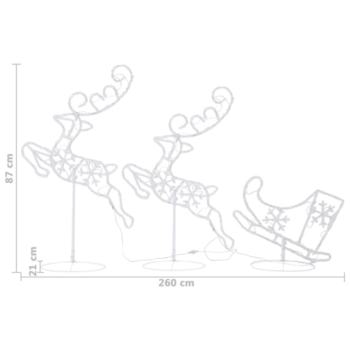 Decorazione Slitta Renne in Acrilico 260x21x87 cm