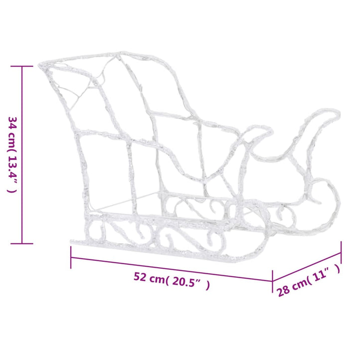 Decorazione Natalizia Renne e Slitta in Acrilico 280x28x55 cm