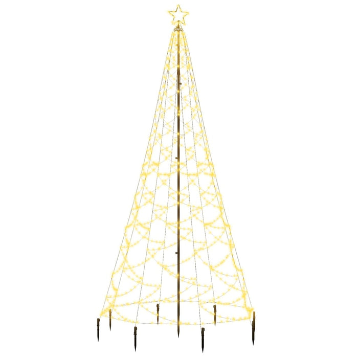 Albero di Natale con Palo in Metallo con LED Multicolore e Bianco, 3 m e 5 m