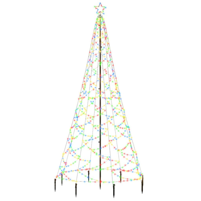 Albero di Natale con Palo in Metallo con LED Multicolore e Bianco, 3 m e 5 m