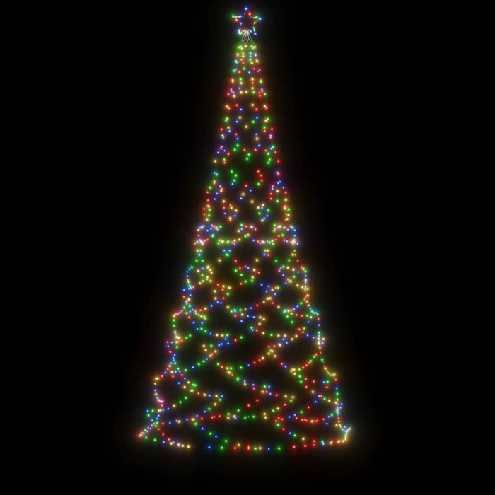 Albero di Natale con Palo in Metallo con LED Multicolore e Bianco, 3 m e 5 m