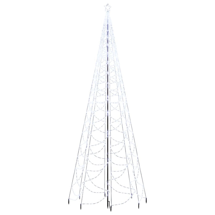 Albero di Natale con Palo in Metallo con LED Multicolore e Bianco, 3 m e 5 m