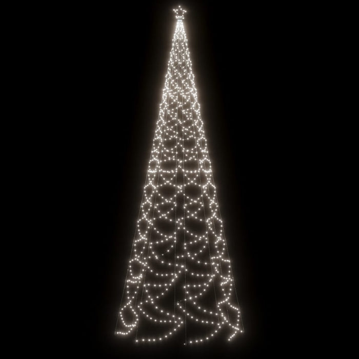 Albero di Natale con Palo in Metallo con LED Multicolore e Bianco, 3 m e 5 m