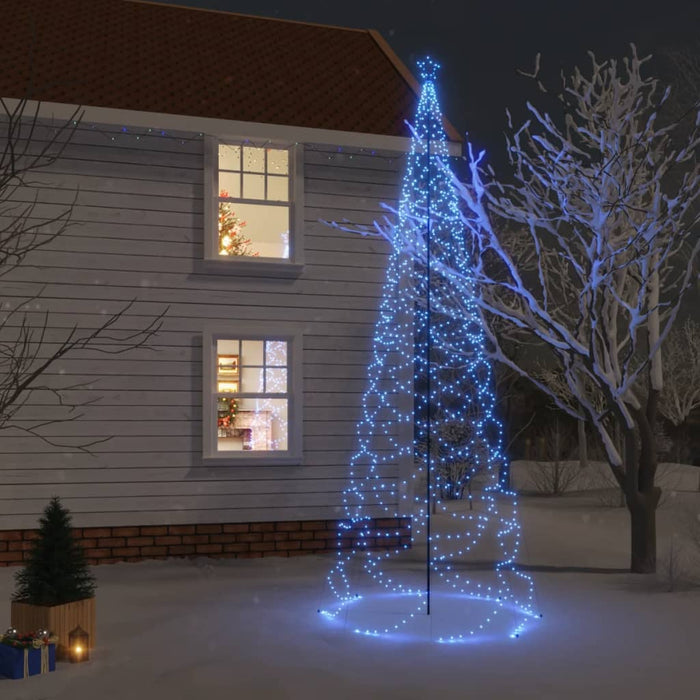 Albero di Natale con Palo in Metallo con LED Multicolore e Bianco, 3 m e 5 m