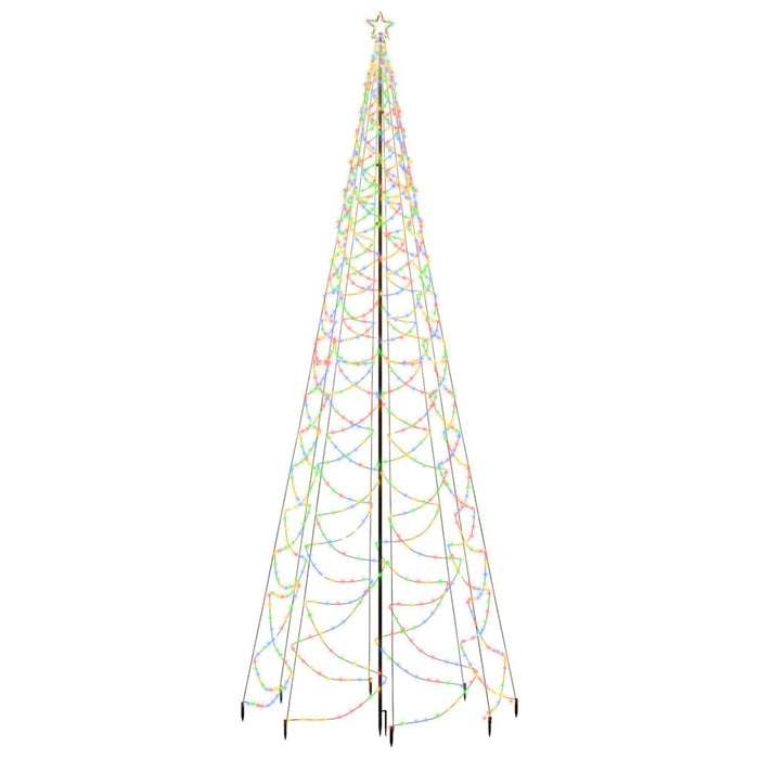 Albero di Natale con Palo in Metallo con LED Multicolore e Bianco, 3 m e 5 m