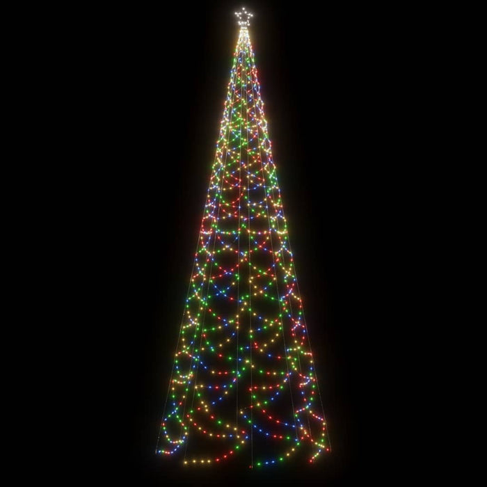 Albero di Natale con Palo in Metallo con LED Multicolore e Bianco, 3 m e 5 m