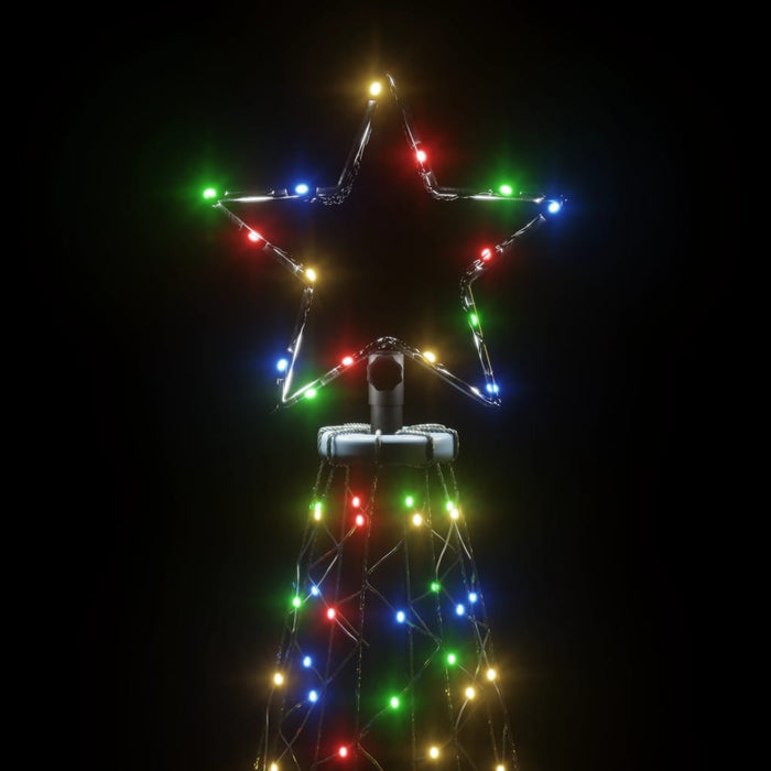 Albero di Natale con Palo in Metallo con LED Multicolore e Bianco, 3 m e 5 m