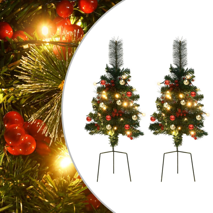 Alberi di Natale Artificiale per Viali 2 pz in PVC con LED