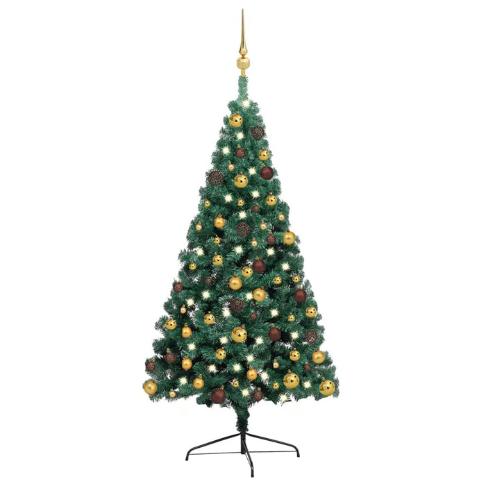 Set Albero Natale Artificiale con LED e Palline, Rami Variabili, Decorazione Natalizia