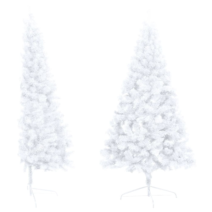 Set Albero Natale Artificiale a Metà LED con Palline Bianco