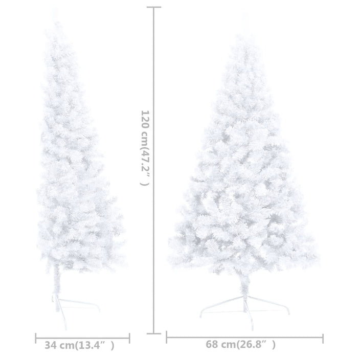 Set Albero Natale Artificiale a Metà LED con Palline Bianco