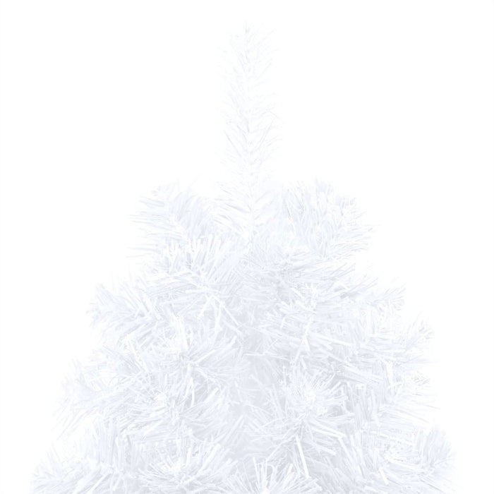 Set Albero Natale Artificiale a Metà LED con Palline Bianco