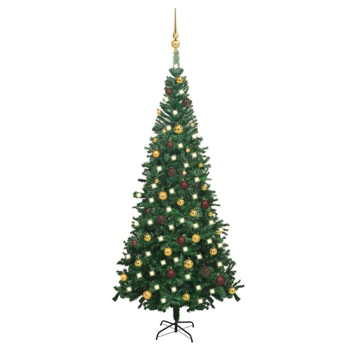 Albero di Natale Preilluminato con Palline Verde