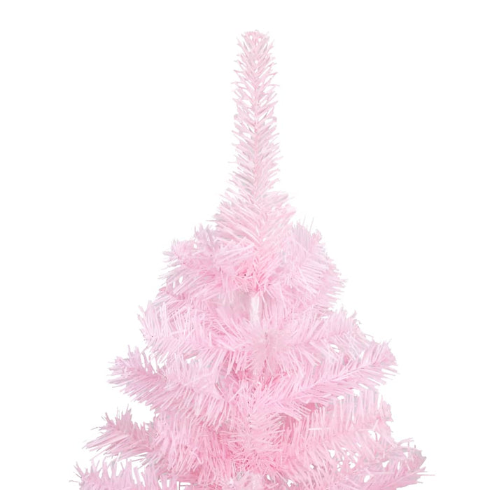 Albero di Natale Preilluminato con Palline Rosa in PVC