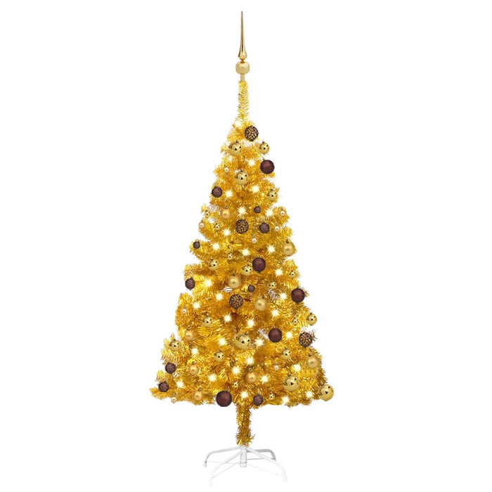 Albero di Natale Preilluminato con Palline Oro in diverse misure PET