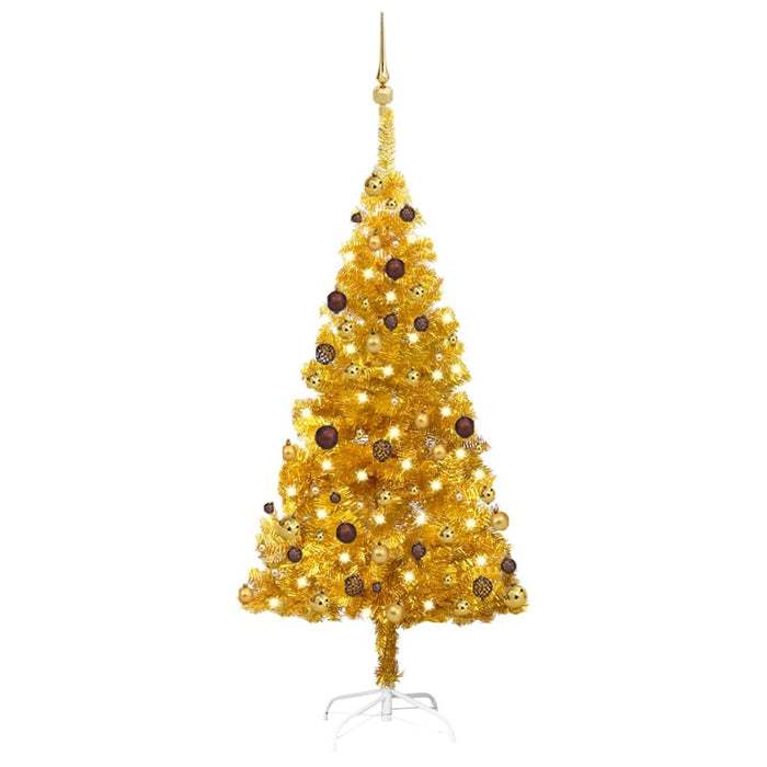 Albero di Natale Preilluminato con Palline Oro in diverse misure PET