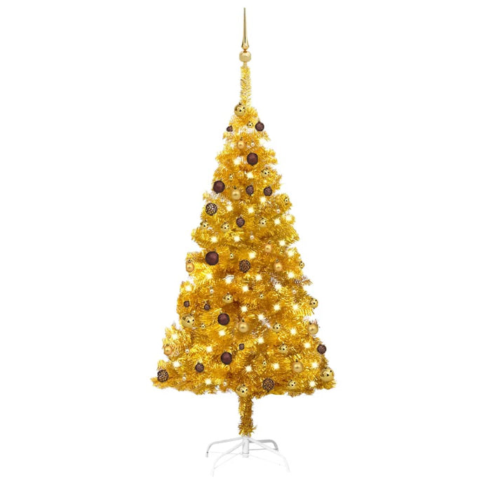 Albero di Natale Preilluminato con Palline Oro in diverse misure PET