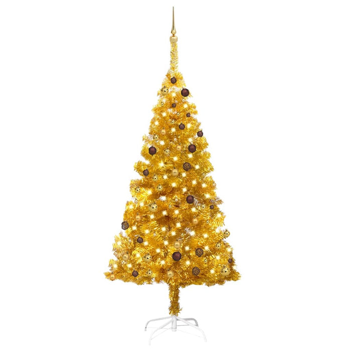 Albero di Natale Preilluminato con Palline Oro in diverse misure PET