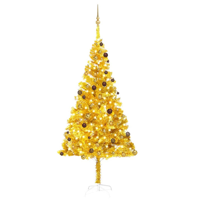 Albero di Natale Preilluminato con Palline Oro in diverse misure PET