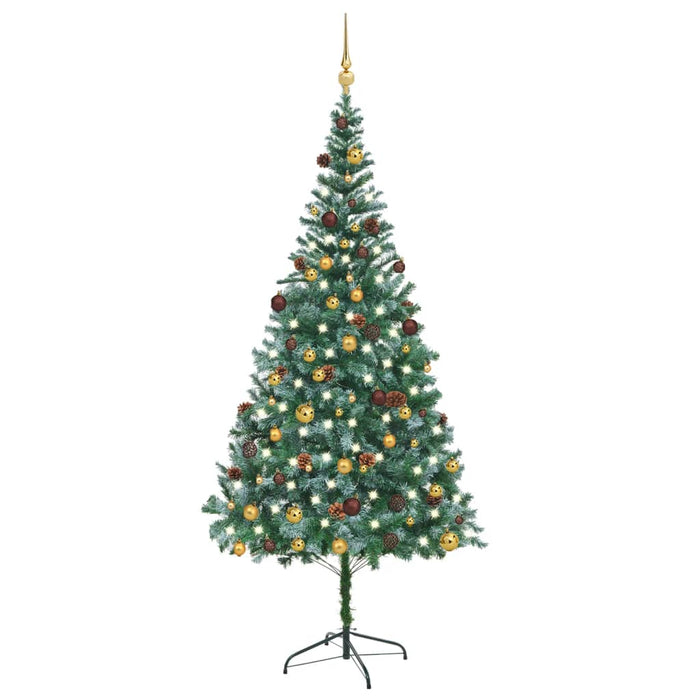 Albero di Natale Preilluminato con Palline e Pigne