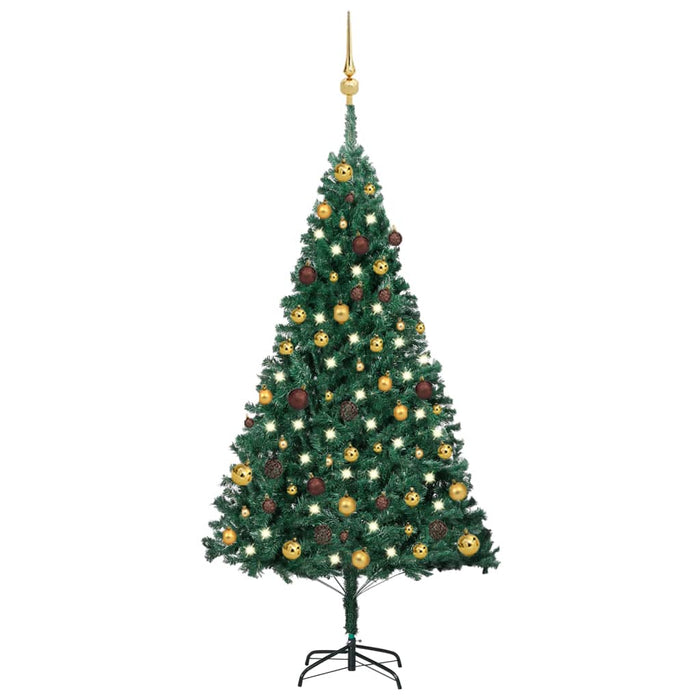 Albero di Natale Preilluminato con Palline Verde