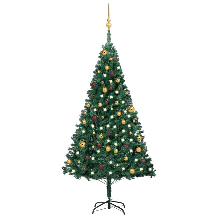 Albero di Natale Preilluminato con Palline Verde