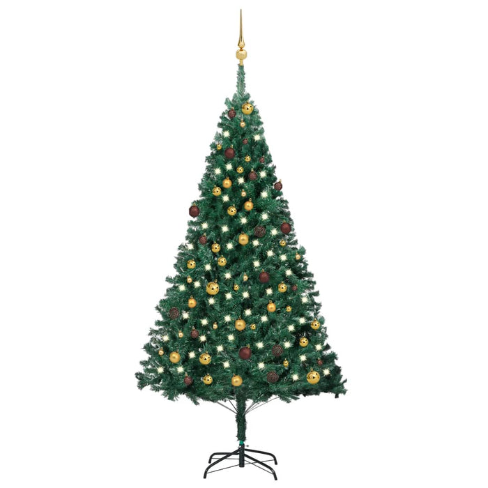 Albero di Natale Preilluminato con Palline Verde