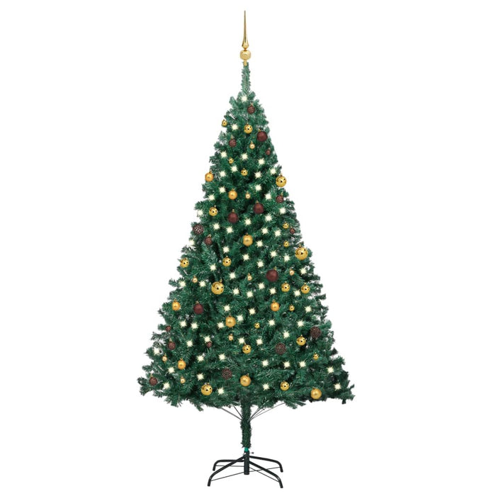 Albero di Natale Preilluminato con Palline Verde