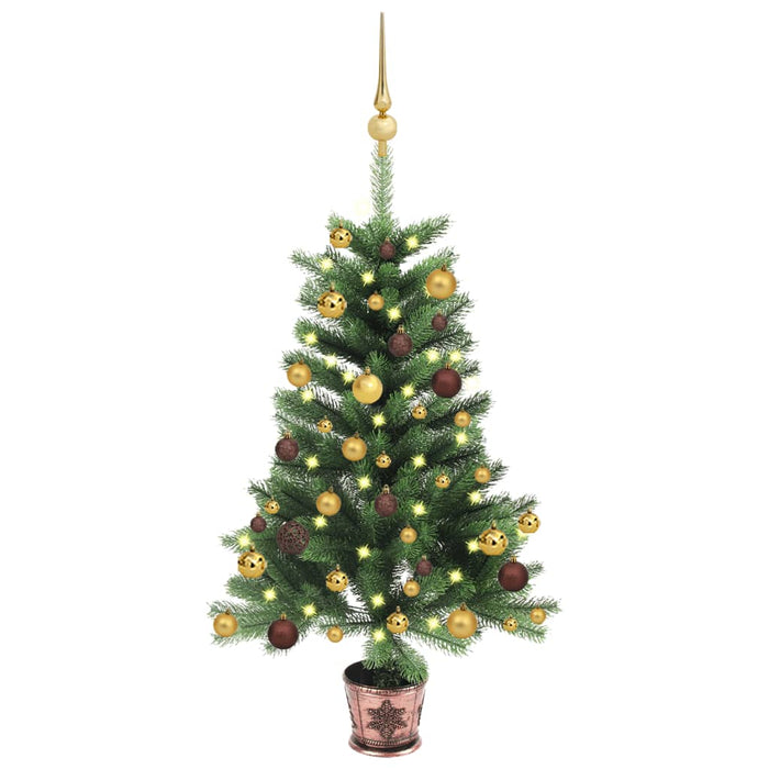 Albero di Natale Preilluminato con Palline Verde