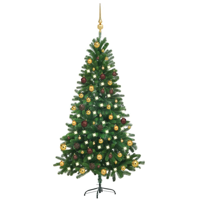 Albero di Natale Preilluminato con Palline Verde