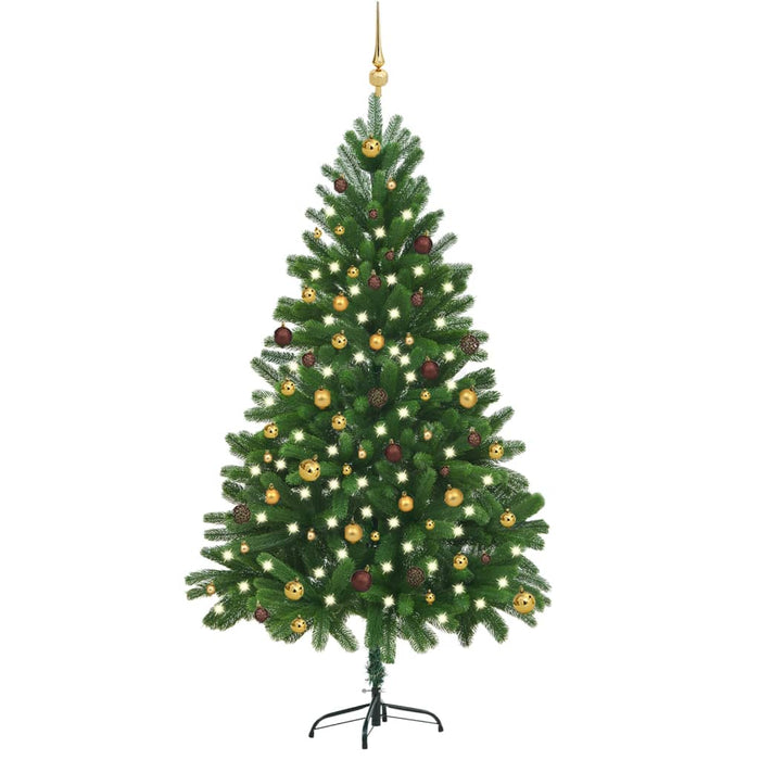 Albero di Natale Preilluminato con Palline Verde