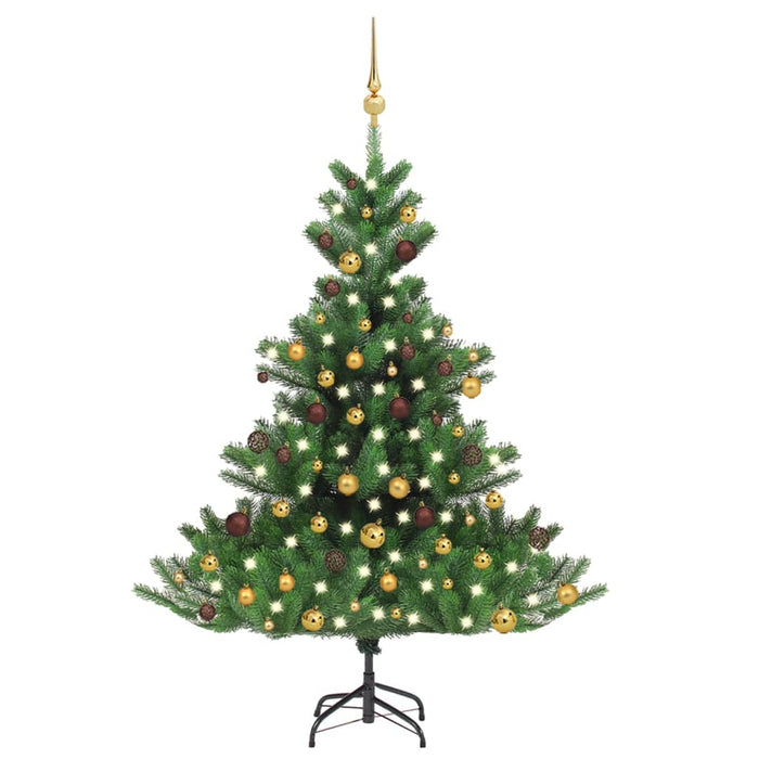 Albero Natale Artificiale Nordmann con LED e Palline Verde