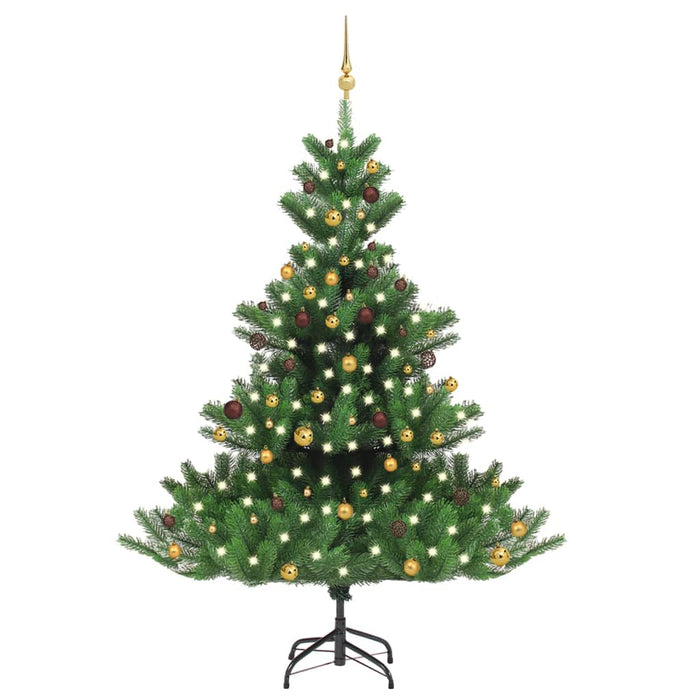 Albero Natale Artificiale Nordmann con LED e Palline Verde