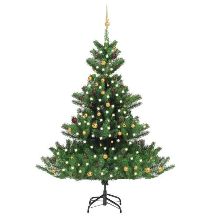 Albero Natale Artificiale Nordmann con LED e Palline Verde