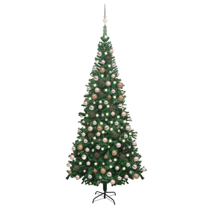 Albero di Natale Preilluminato con Palline Verde