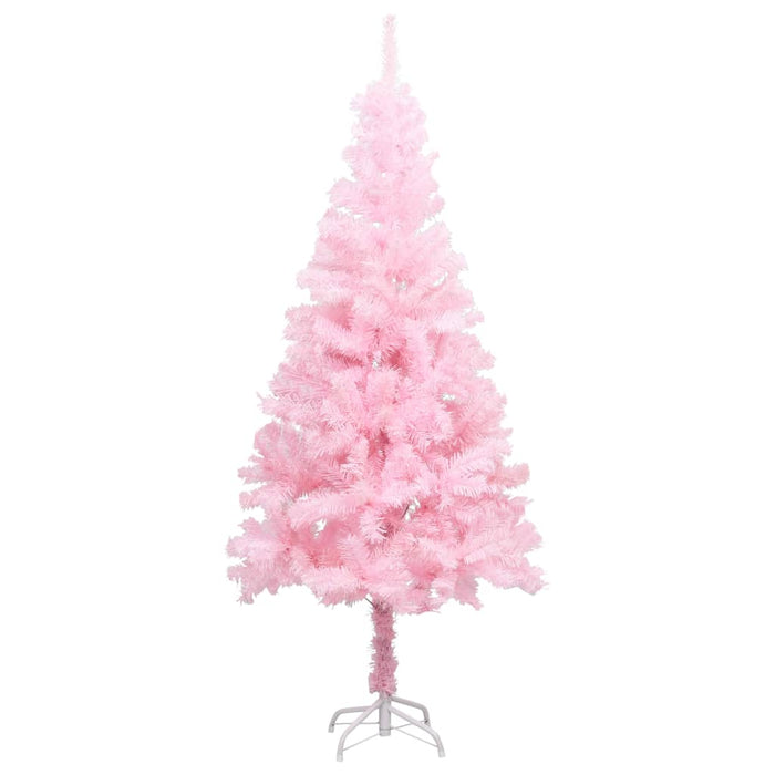 Albero di Natale Preilluminato con Palline Rosa in PVC